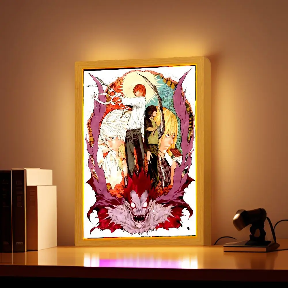 Anime Figure Death Note Light Painting Photo Frame Night Light L Killer Action Figures Room Decor Christmas Gifts Kids Moon Lamp