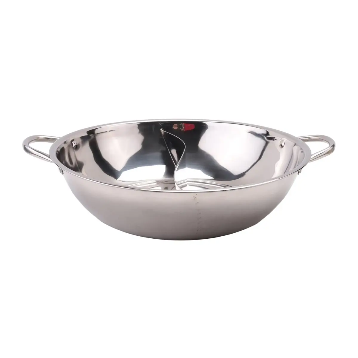 finefine Stainless Steel Twin Divided Double Hotpot Cooker Gas Stove Compatible Pot Home Kitchen Cookware Soup Cooking Pot,32cm