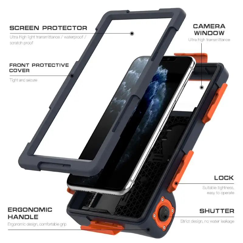 

1Pcs Waterproof Phone Case Holsters & 15m Diving 50ft Swimming Premium Protective Housing & Lanyard For IPhone 6.8" Phone