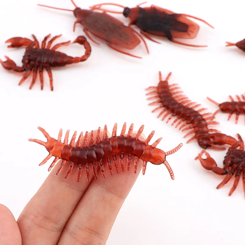 10pcs/bag Prank Funny Trick Joke Toys Lifelike Model Simulation Fake Rubber Cockroach Centipede Scorpion Gecko Small Snake Toy