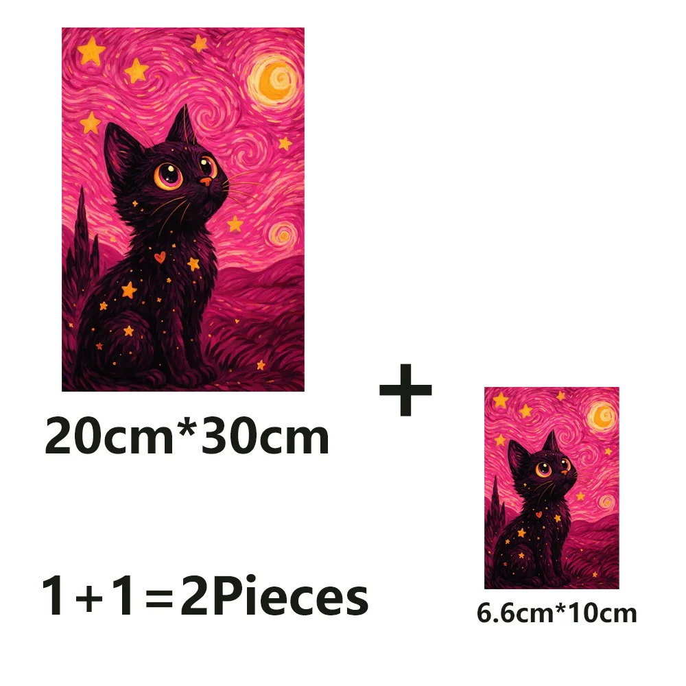 Iron On Funny Thermal Thermoadhesive Patch For Clothes Van Gogh Cat Heat-Adhesive T Shirt Heat Transfer Sticker Custom Tops