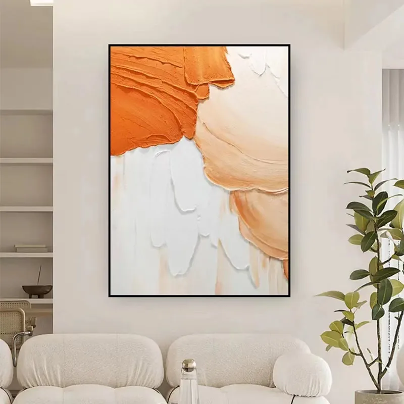 

Abstract Hand Drawn Effect Decorative Painting Orange Border Mural Can Be Hung on Murals, Modern Line Aesthetics Poster Home Dec