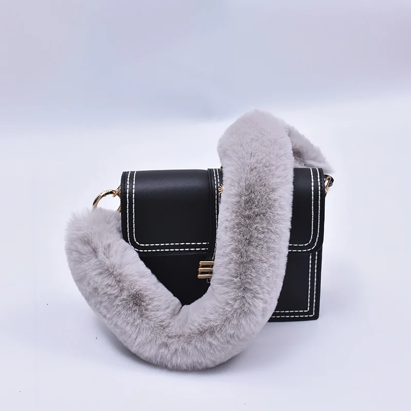 40/60/120cm Faux Rabbit Fur Replacement Bag Strap Crossbody For Handbag Shoulder Straps Handle For Women Winter Accessories R44