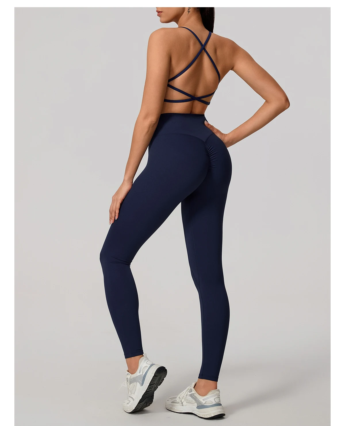 Hearuisavy Damen Workout-Set 2-teilig Sport-BH Hochtaillierte Leggings Rückenfreies Yoga-Top Fitness-Laufhose für Frauen – Detail 24