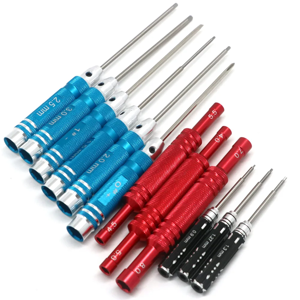 RC Model Repair Tool Kit 12in1 RC Car Tool Kit Hex Screwdriver (Flat, Phillips, Hex) Set with Tray for RC Drone Helicopter Car