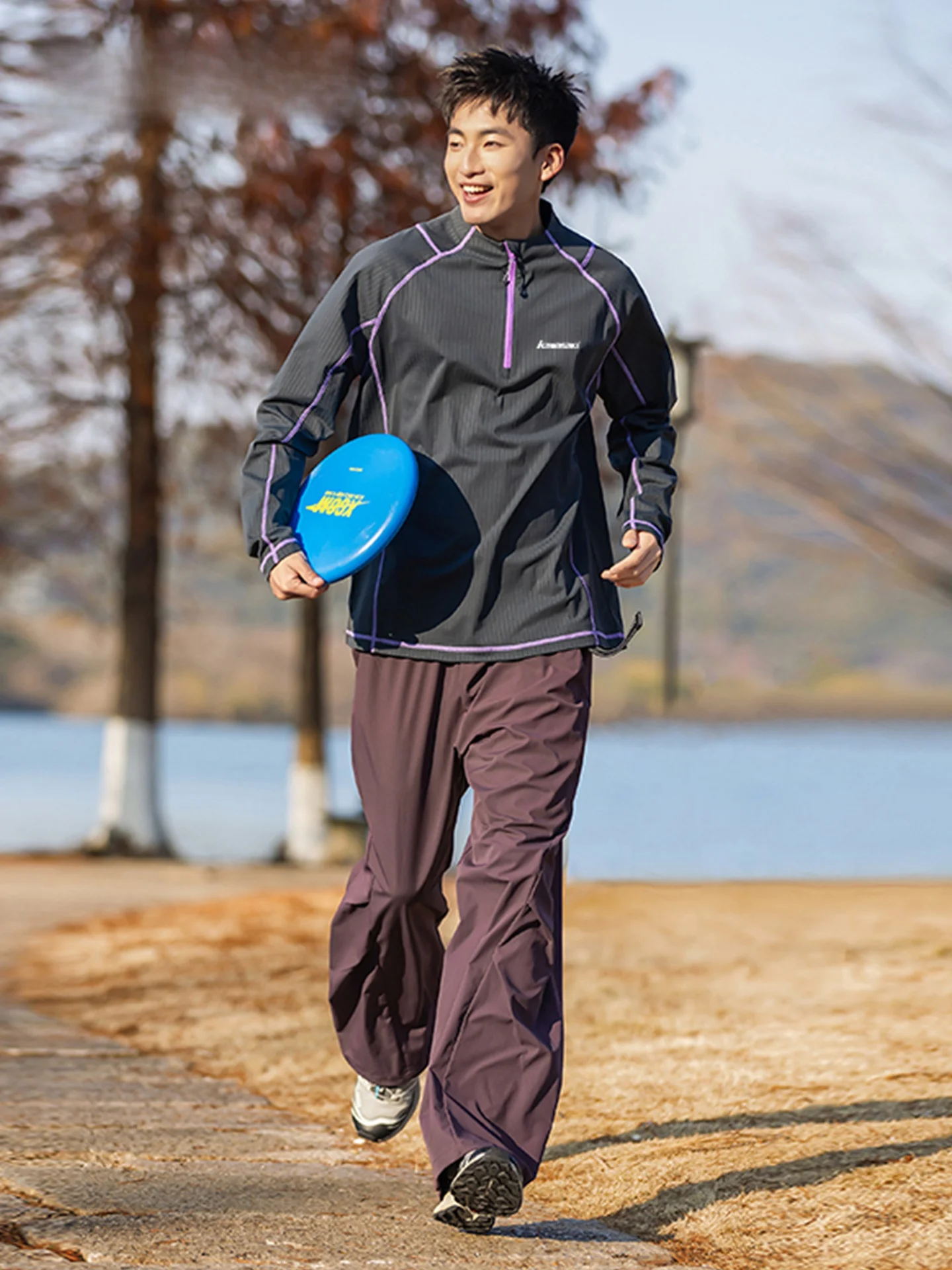 

Men's Long Sve T-irt Qui Dry Moisture ng f Zip Fitn Cycling Top Outdoor Spor Loose Fit Running