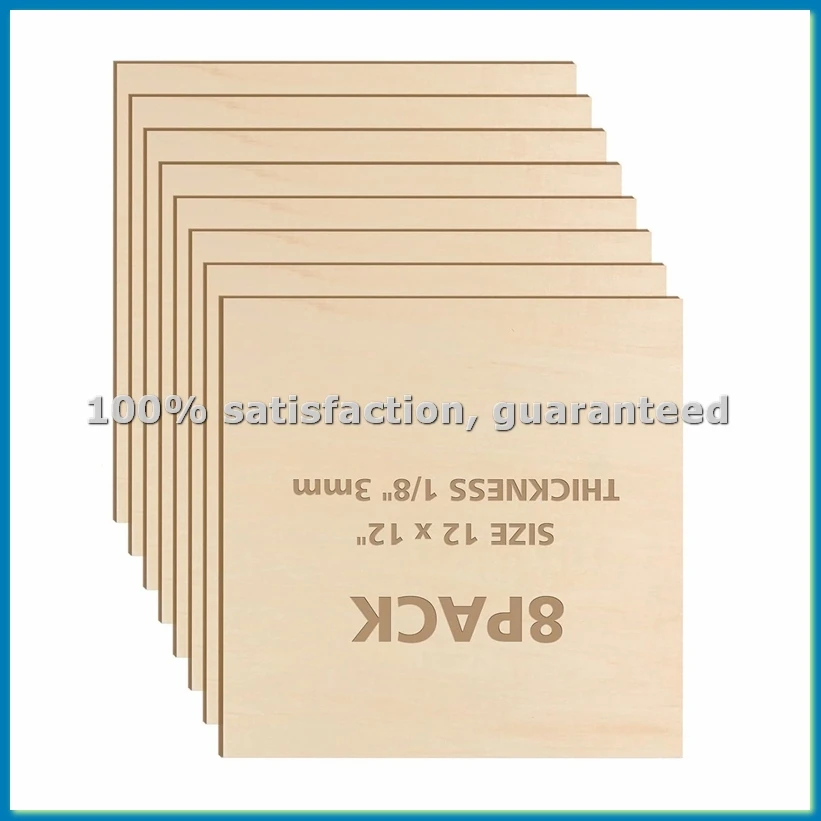 12 X 12 Inch - 3Mm Basswood Sheets Plywood Sheets, 8Pcs Square Unfinished Wood Board for DIY Crafts, Laser Cutting-ABWY