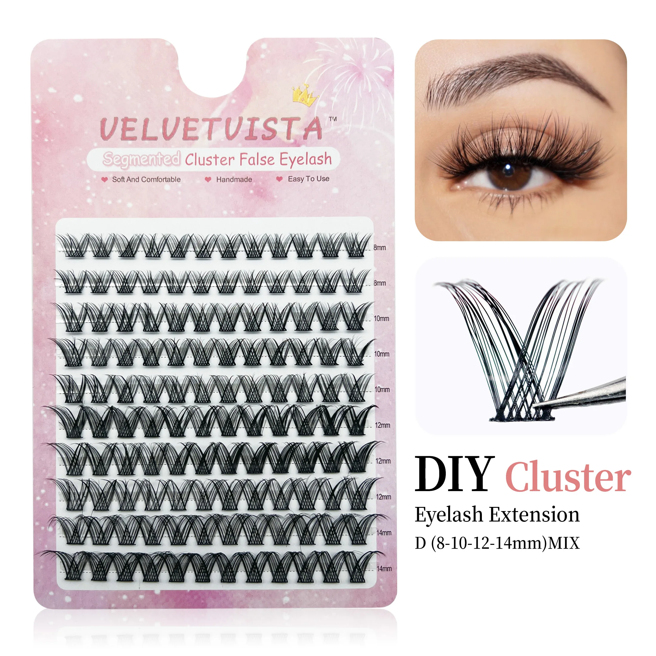 Individual Natural segmentado cílios postiços, DIY Lash Extensões Kit, grande capacidade, clusters, clusters, 8-14mm, 120 pcs