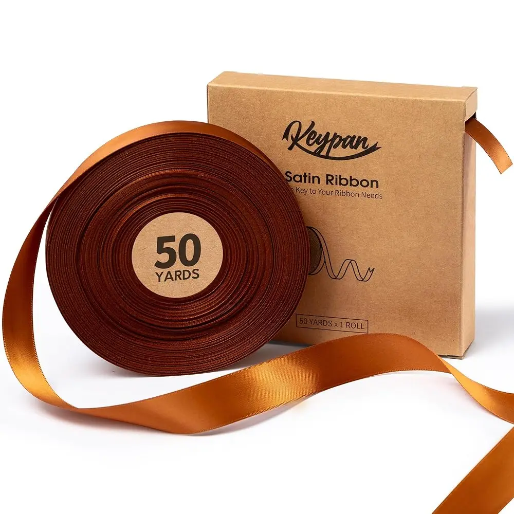 

Copper Satin Ribbon 7/8 Inch x 50 Yards Double-Faced Polyester Ribbons for Bows Crafts Gift Wrapping Christmas Flower Bouquet