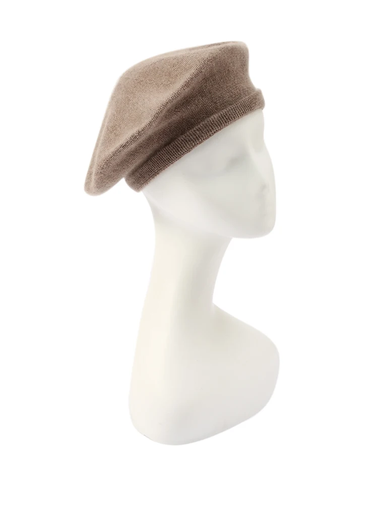 2026 New Women 100% Cashmere Beret Soft Double Strand Knit Hat Winter French Artist Cap Lady Painter Cap Autumn Winter Beanies