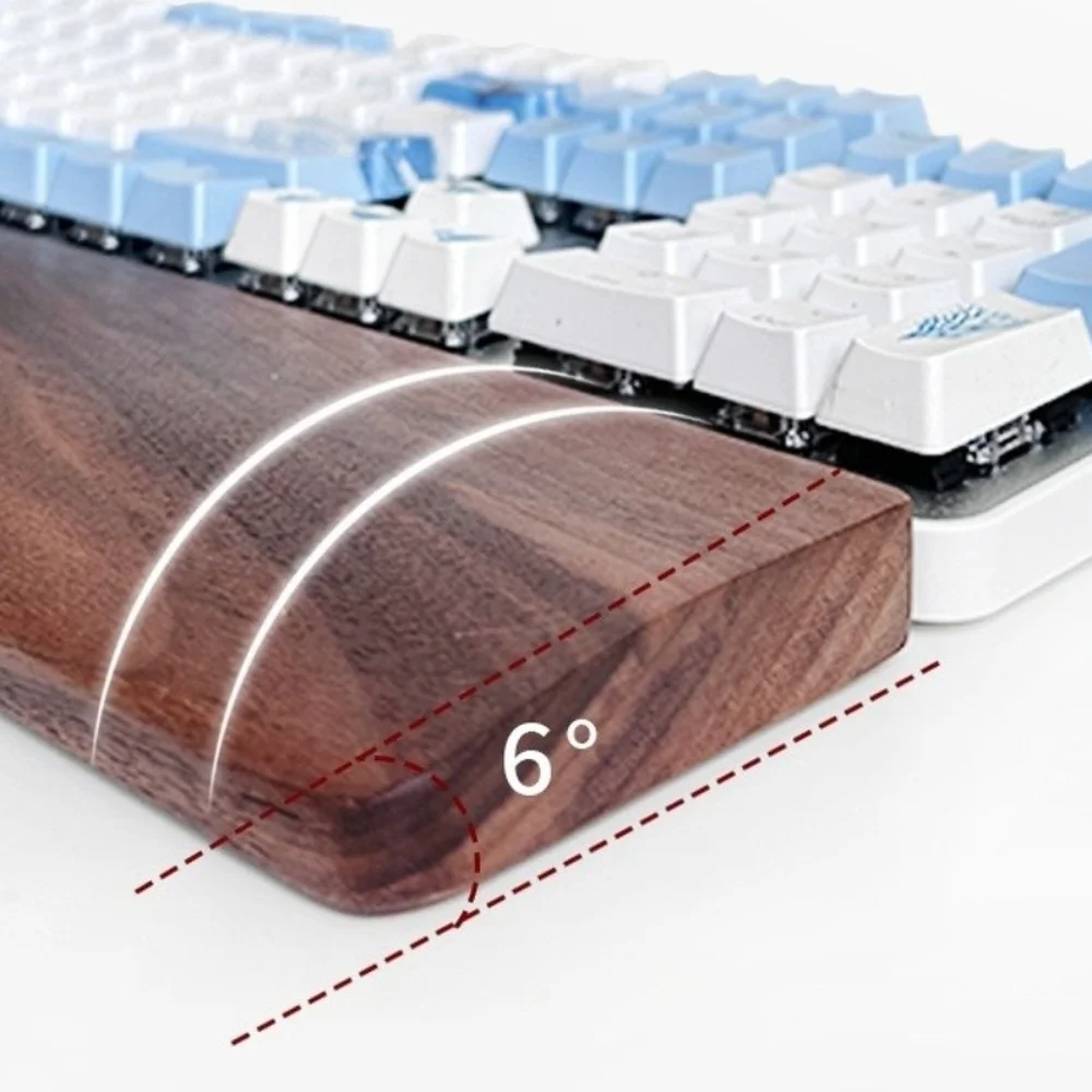Nowa drewniana podkładka pod nadgarstki do klawiatury 60/87/104 klawiszy, odporna na plamy, ergonomiczna podkładka pod dłonie z drewna orzechowego do klawiatur mechanicznych. — zdjęcie produktu 4