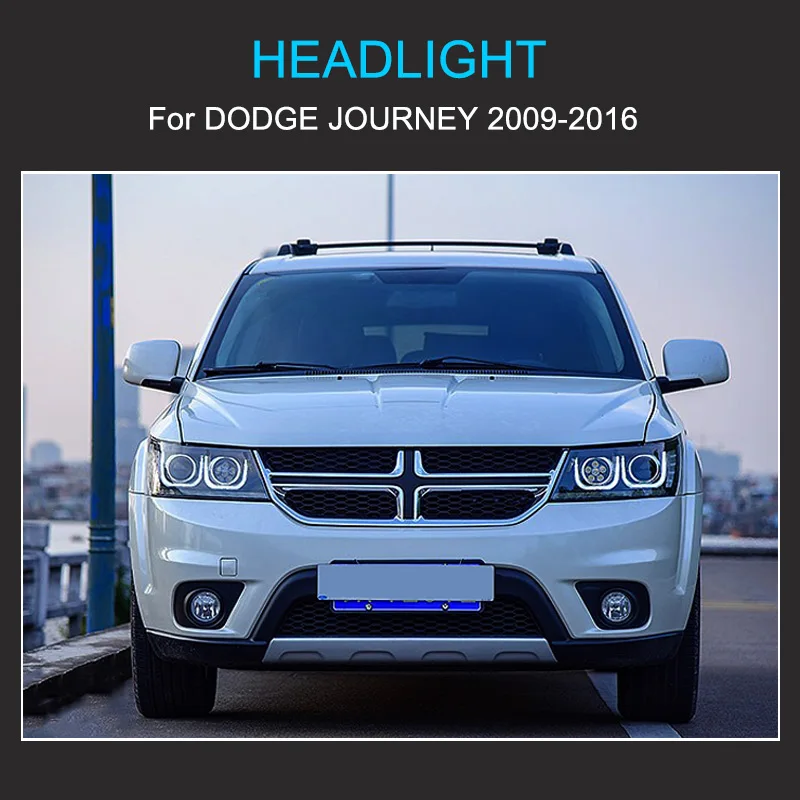 1 Pair LED Headlight Assembly for Dodge Journey 2009-2016 Headlights with LED DRL Turning Projector Lens Front Head Lamps