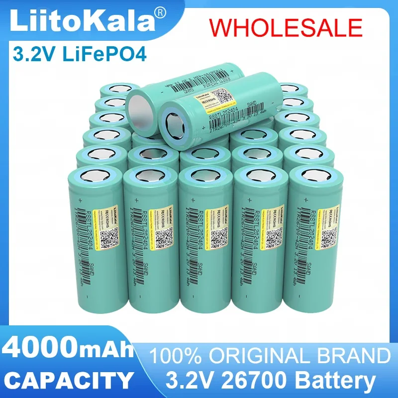 LiitoKala 3.2v 26700 4000mAh LiFePO4 Rechargeable battery 3c discharge diy 24v 36v 48v Electric tricycle Batteries Wholesale