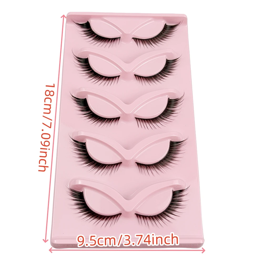 Cat-5 pares de pestañas postizas de ojos: visón artificial esponjoso 8D de 16 mm, aspecto natural, mejora el efecto visual de los ojos