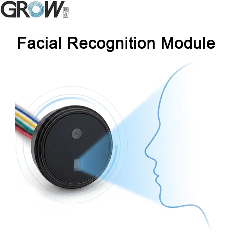 GROW FP001S-Black Single Lens DC3.3V USB/UART Facial Recognition Module Aluminum Alloy For Access Control System 500 Capacity