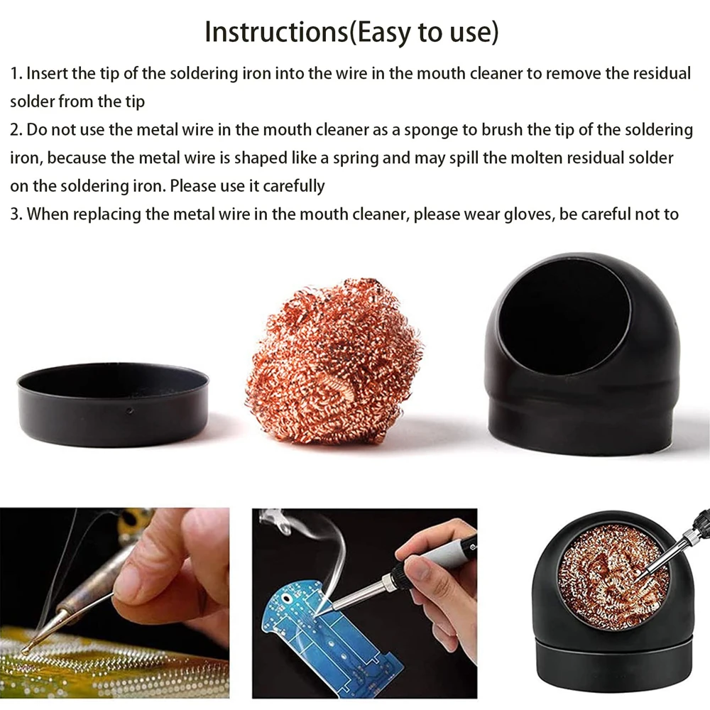 Soldering Iron Tip Cleaner Desoldering Cleaning Ball Tin Remover Soldering Iron Mesh Filter Welding Metal Wire Stand Steel Ball