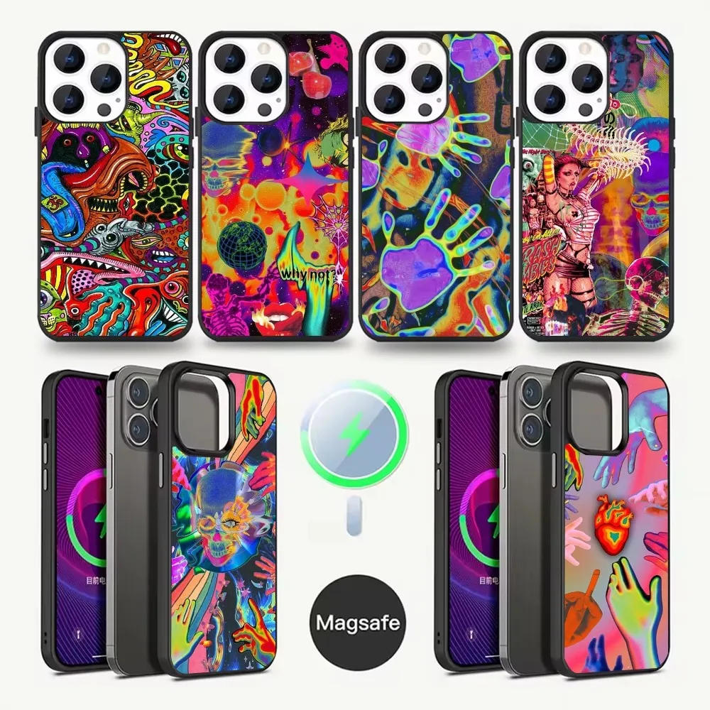 

Psychedelic Trippy Art Phone Case For iPhone 16,15,14,13,12,11,Pro,Max,Plus,Mini,Magsafe,Magnetic Wireless Charging Case