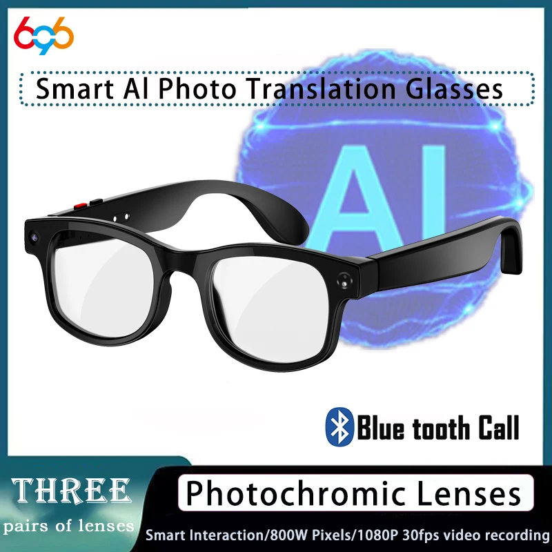 

High-level Smart Photo Glasses 800W Pixels Video Record Al Recognition Translation Blue Tooth Call Al Interaction Sunglasses