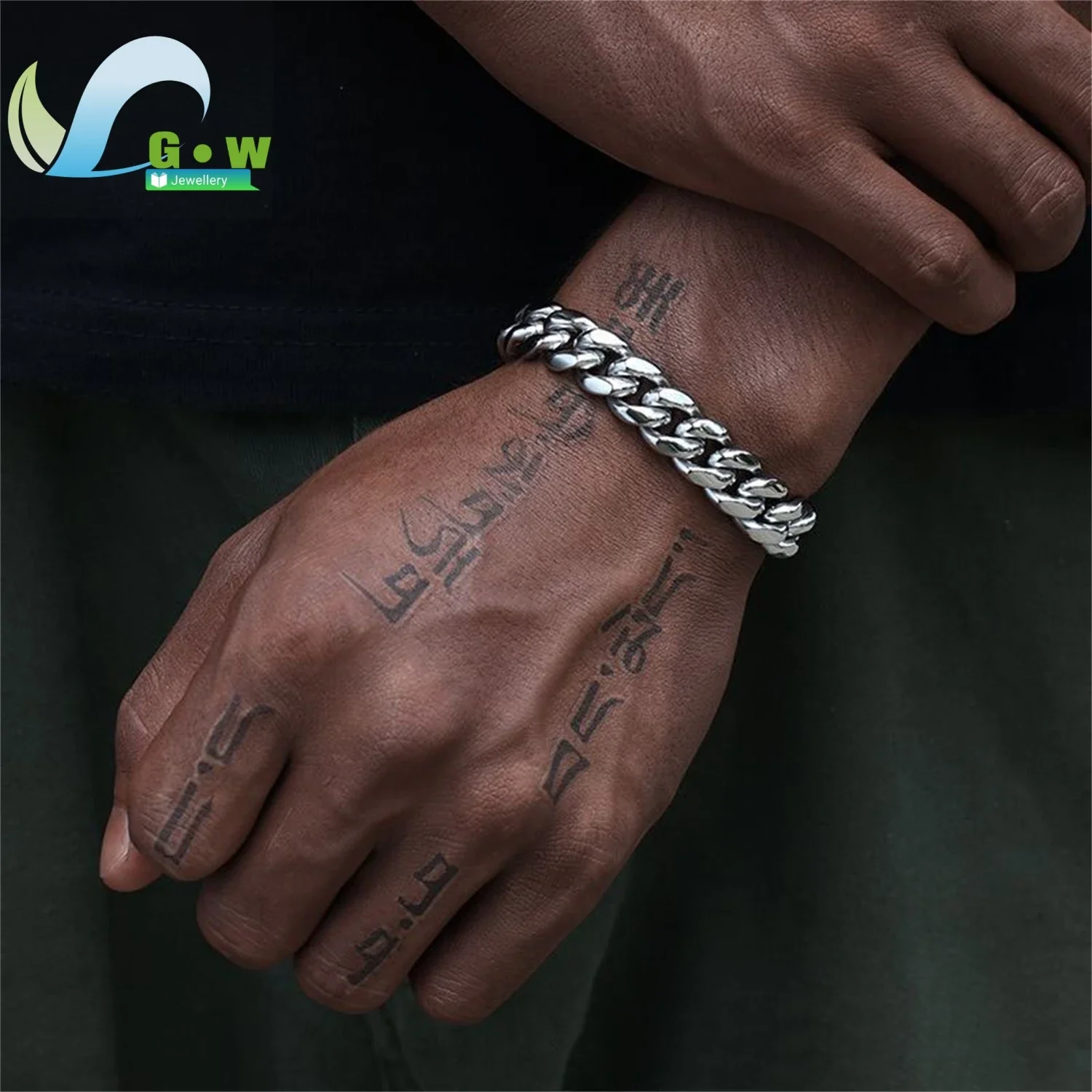 Men's Cuban Link Chain Stainless Steel Gold Plated Bracelet Hip Hop Jewelry Adjustable Biker Cuff Edgy Streetwear Gift Durable