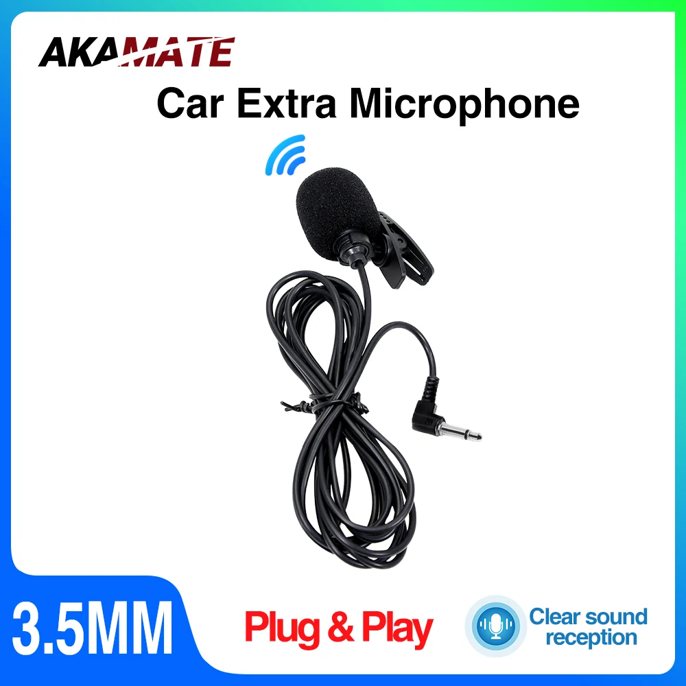 AKAMATE Mikrofon für Autoradio, Mikrofon, Tonverstärker, Bluetooth, Telefonanruf, verbundener Mikrofon-Player, 3,5-mm-Schnittstelle