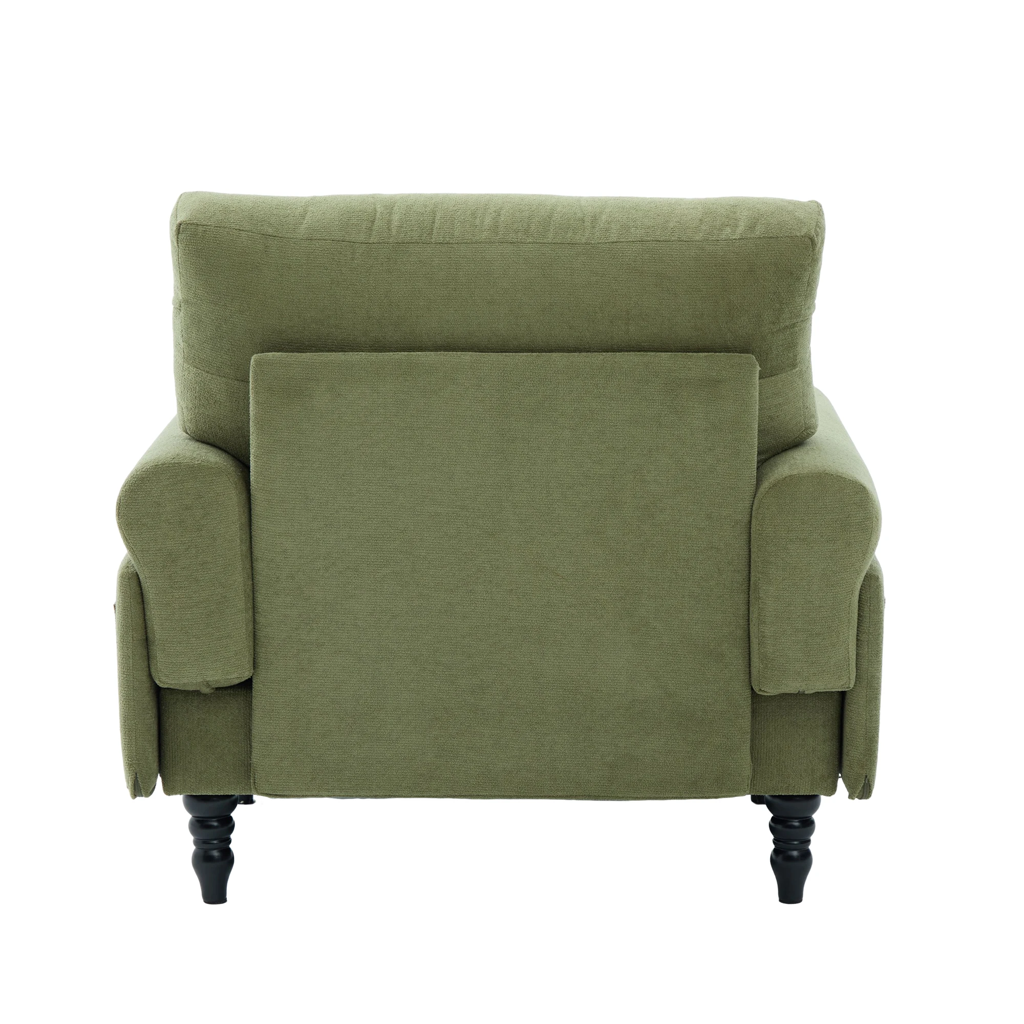Moderner minimalistischer Samt-Loungesessel, Schlafzimmer-Einzelsofa mit Holzbeinen, bequemer Rückenlehne und Armlehnen – Detail 25