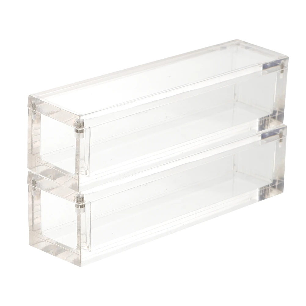 

2Pcs Clear Acrylic Box Magnetic Organizer Transparent Storage Case Durable Portable Container for Home Office Small Items