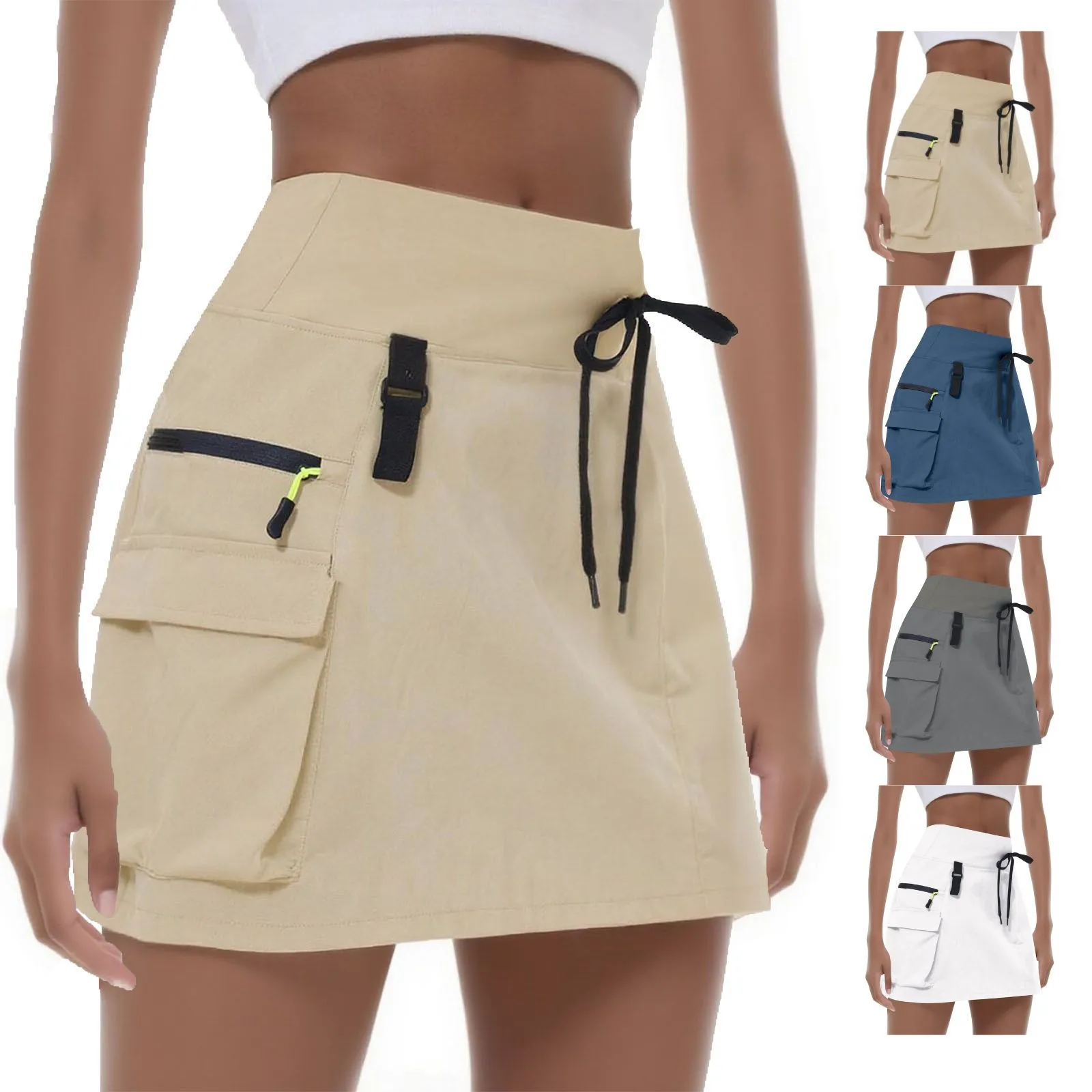 Women'S Mountaineering Skirt High Waist Golf Dress Casual With Zipper Pockets Exercise Sports Quick Dry Skirt Outdoor Sports