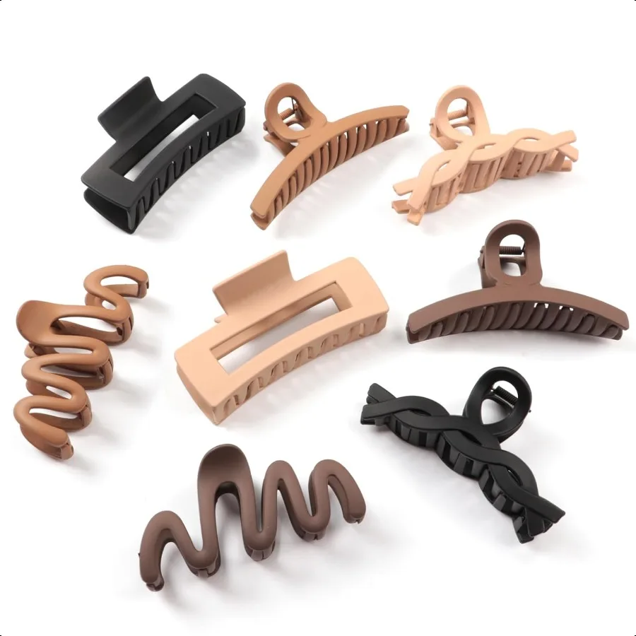 

Matte NonSlip Large Hair Clips for Women 8PCS Neutral Colors Durable Claw Clips for Women Girls GiftReady Neutral Hair Accories