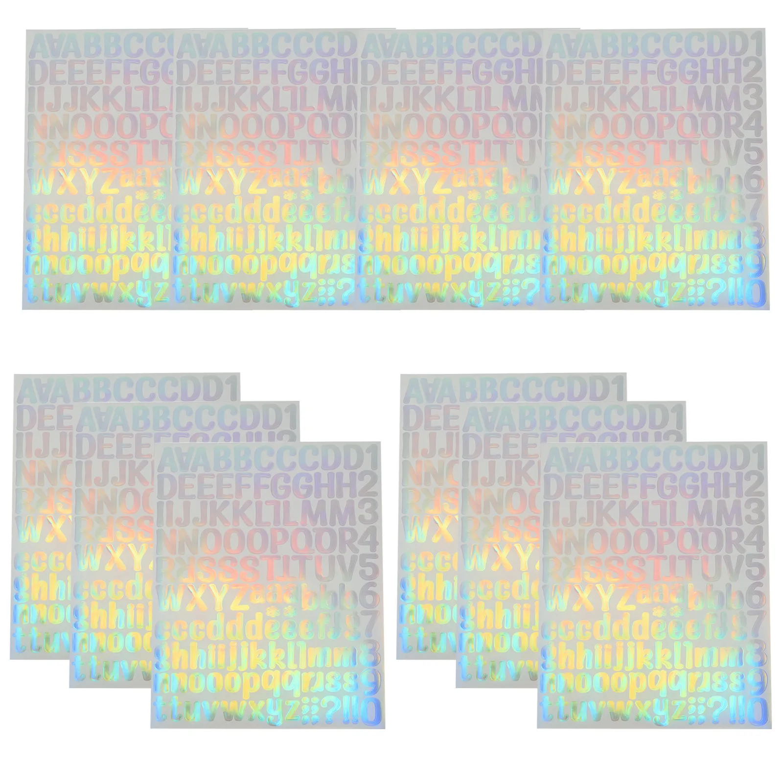 

10 Sheets Laser Number Stickers Self Adhesive Vinyl Waterproof Letter Decals for Indoor Outdoor Labeling Craft DIY Supplies