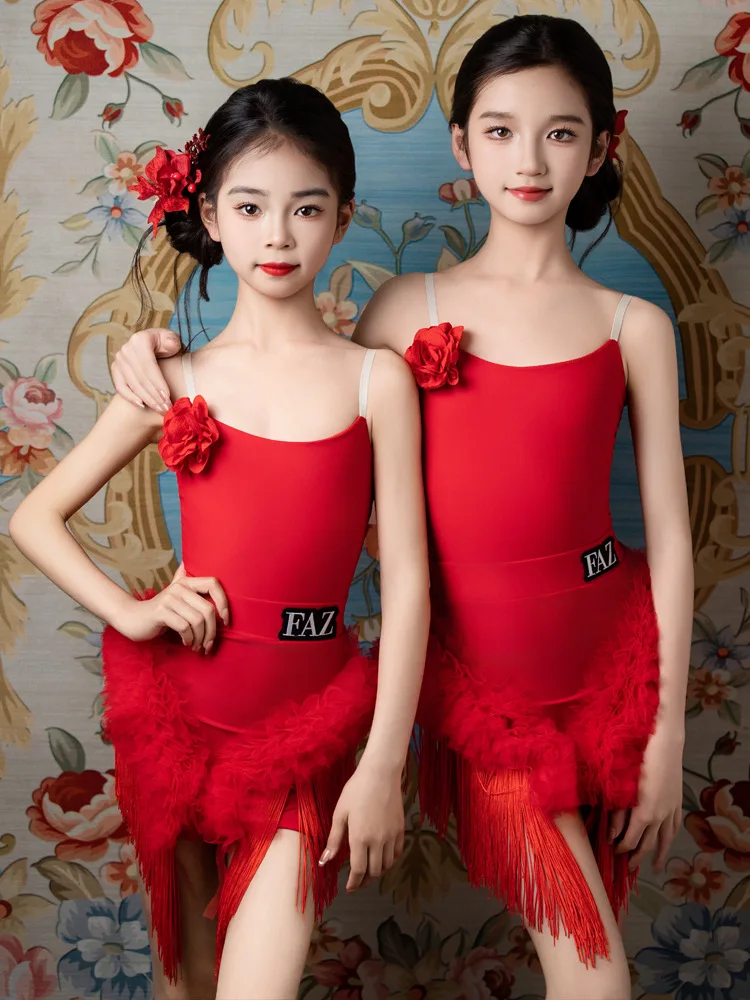 traje-de-practica-de-baile-latino-rojo-para-ninas-–-ropa-de-entrenamiento-infantil-primavera-verano-con-borlas-para-actuaciones-y-competiciones