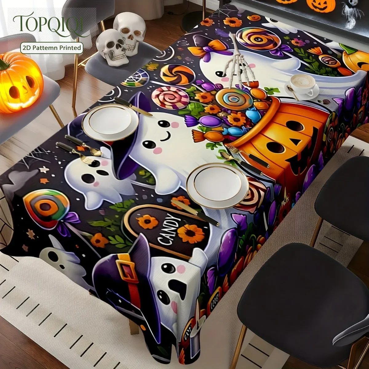1. 1 PC 2D plane printing fashionable kitchen decorative tablecloth, Halloween decoration.PMJ