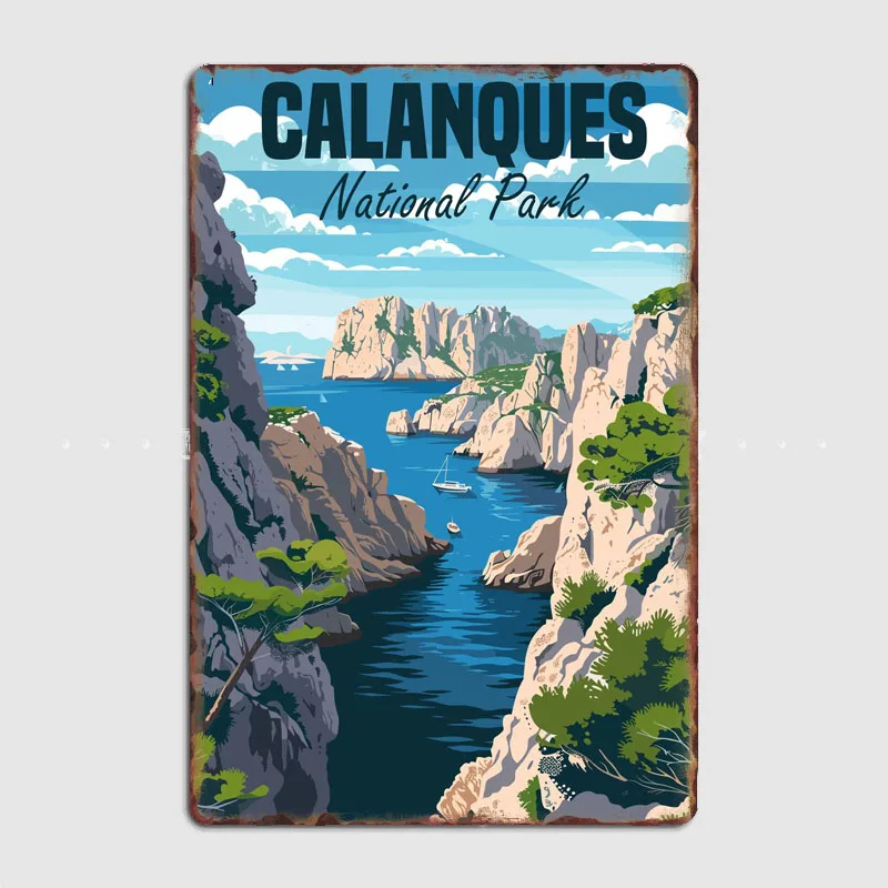 

Travel to Massif des Calanques Scenic Spot Vintage Poster Metal Sign Automobile Club Garage Room Decor Tin Home Decor