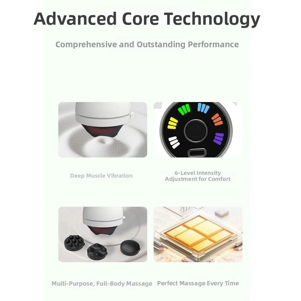 Mini Portable Electric Massager with 3 Interchangeable Heads Adjustable Rechargeable Cellulite Roller Fitness Wireless