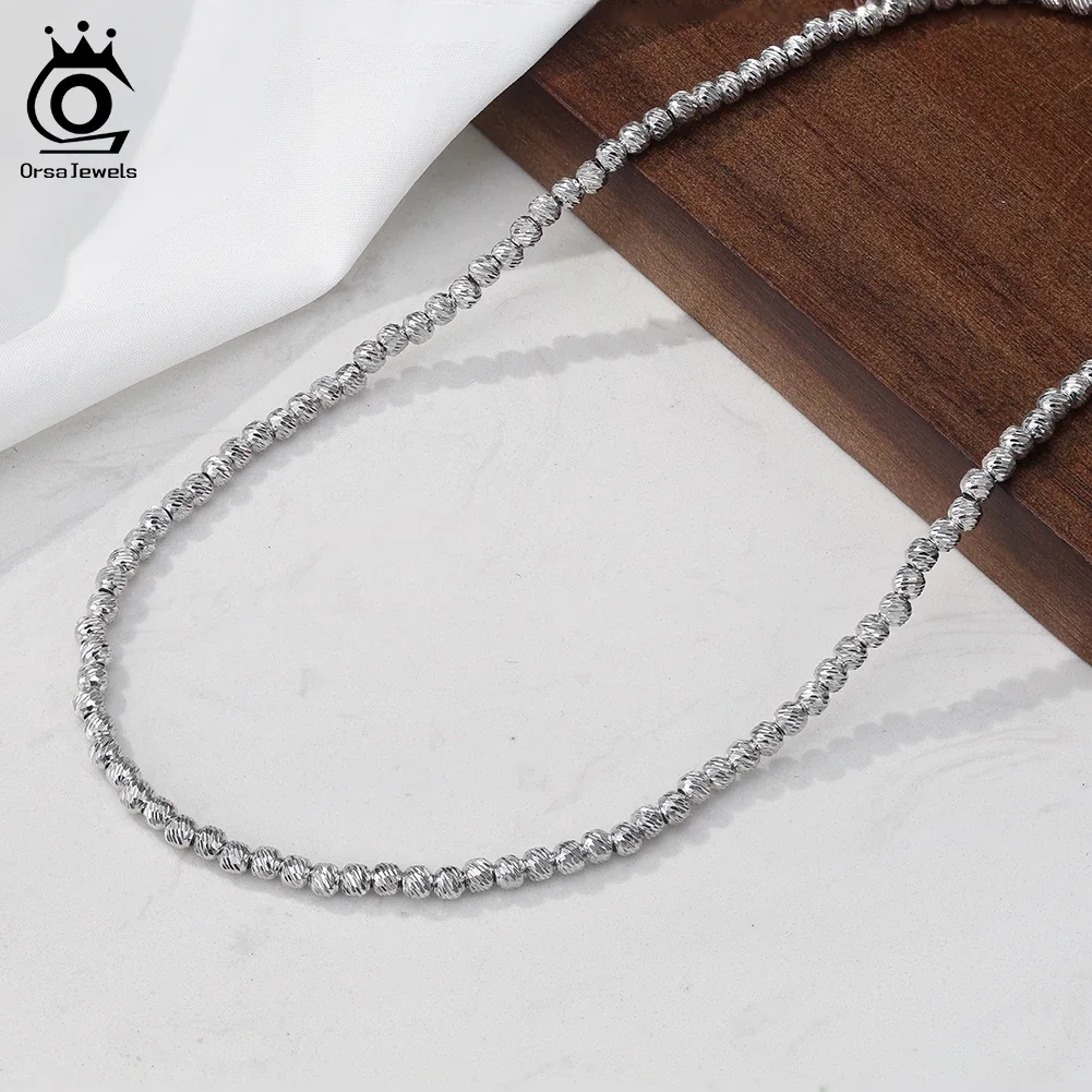 

ORSA JEWELS настоящее ожерелье-цепочка из стерлингового серебра 925 пробы с бусинами для женщин, модное праздничное колье в этническом стиле, ювелирное изделие, подарок GAN10
