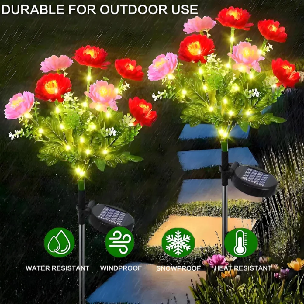  Solar Lights Outdoor Lighting Garden Lights Snow Lotus Lawn Lights Patio Garden Decorative Flower Party Wedding Lights