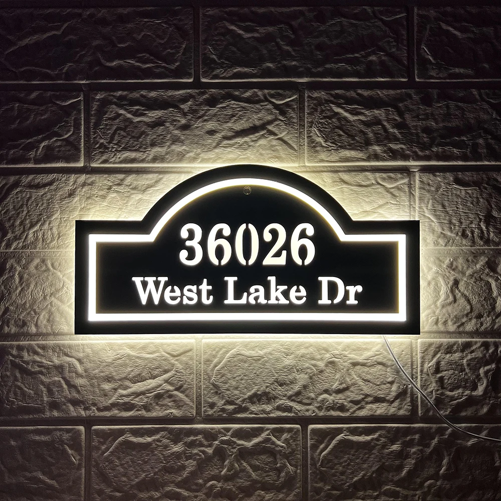 

Custom LED Acrylic House Number Sign Personalized Backlit Door Plate Modern Outdoor Illuminated Entrance Sign Home Wall Decor