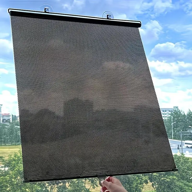 Portable Retractable Roller Shade With Suction Cups Sun Protection And Heat Insulation Perfect For Home Windows And Car Use
