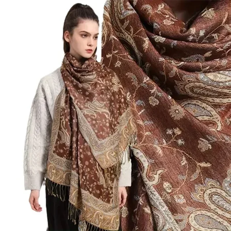 

Этнический вискозный хиджаб с вышивкой пейсли, шарф в стиле ретро, хлопковый мусульманский женский шарф из кешью, женский элегантный платок-тюрбан, платок