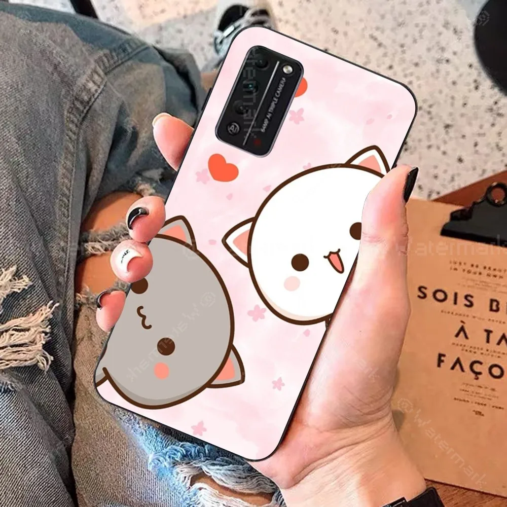 Cartoon Peach Mochi Cat Phone Case For Huawei Honor 10 Lite 9 20 7A 9X 30 50 60 70 Pro Plus Soft Silicone Cover