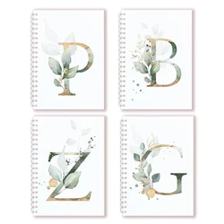 Lined Page Spiral Notebook Initial Alphabet Letters Note Book Writing Pads Majuscule Letter With Flower Personality Name Design