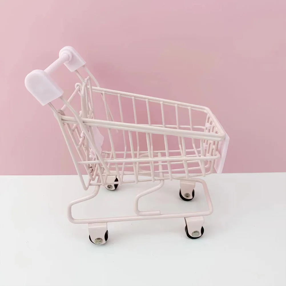 Small Shopping Cute Desk Miniature For Office Home Decor Kids Pretend Play Grocery Organizing Small Shopping Trolley Accessory