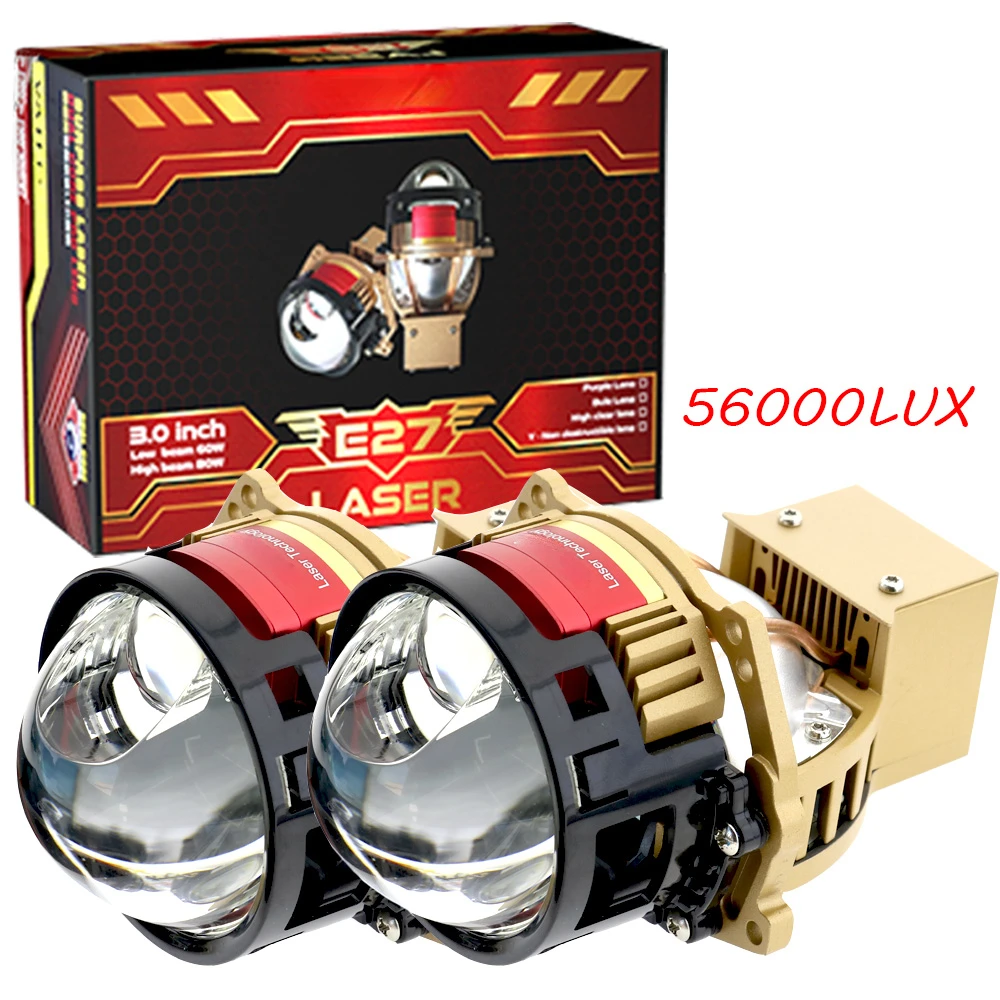 

2PCS Laser Bi LED Modules Projector Headlight Lenses Hyperboloid LED Car Lights For Hella 3R G5 59000LM 160W Car Accessories