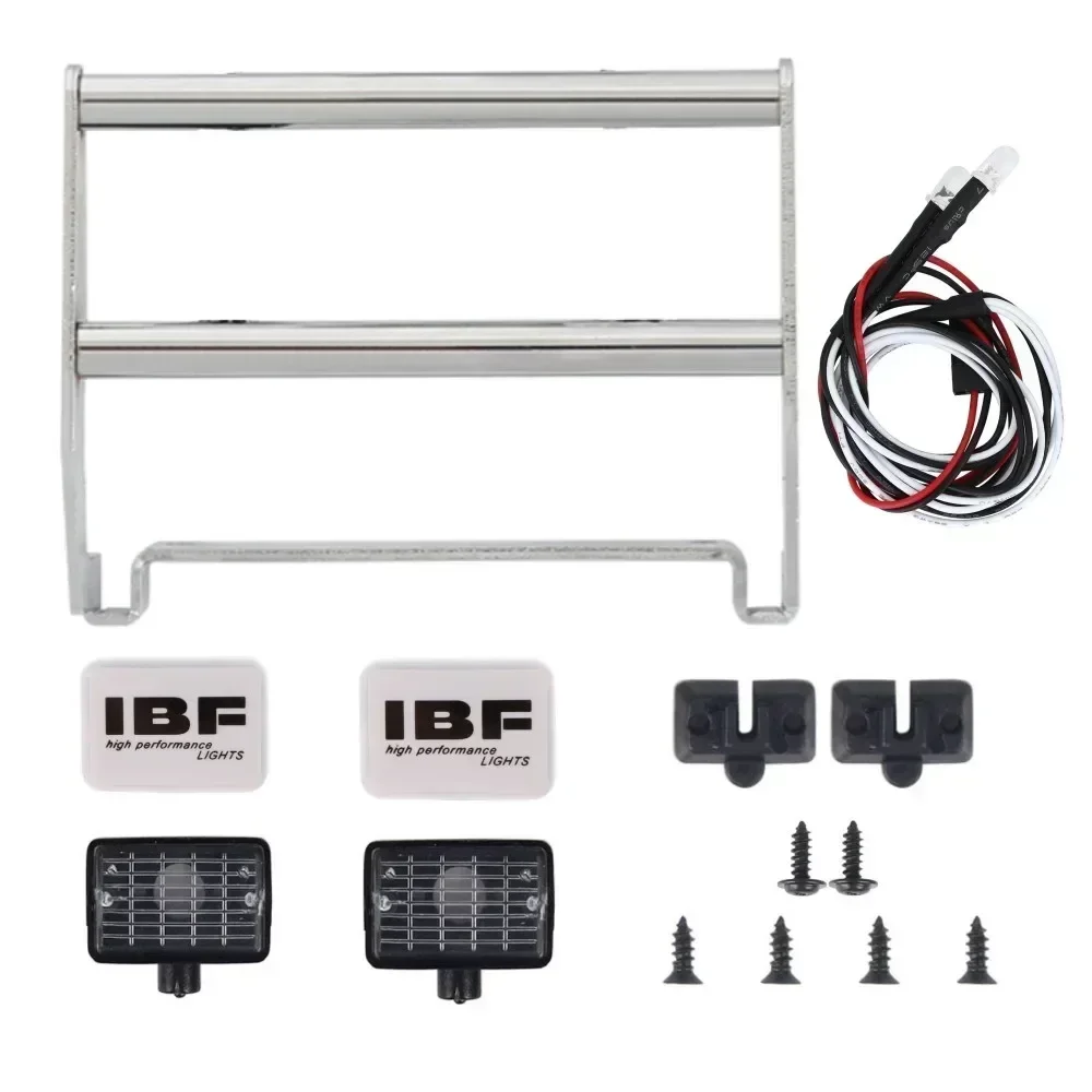 Metal Stainless Steel Anti Collision Front Bumper with LED Light for TRX-4 Bronco 1:10 RC Crawler Car
