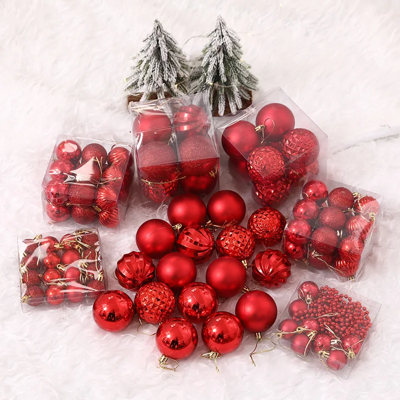 

Оптовая продажа: 93 шт. блестящих матовых пластиковых подвесных елочных шаров, праздничные украшения, подвески, новогодние игрушки для декора дома