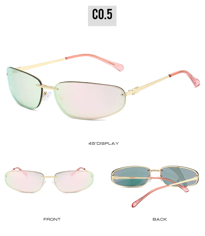 Neue Y2K-Sonnenbrille für Damen und Herren, Vintage-Legierung, kleine quadratische Hip-Hop-Sonnenbrille, Damen-Silber-Spiegelgläser, sexy Shades, Fahrbrille – Detail 13
