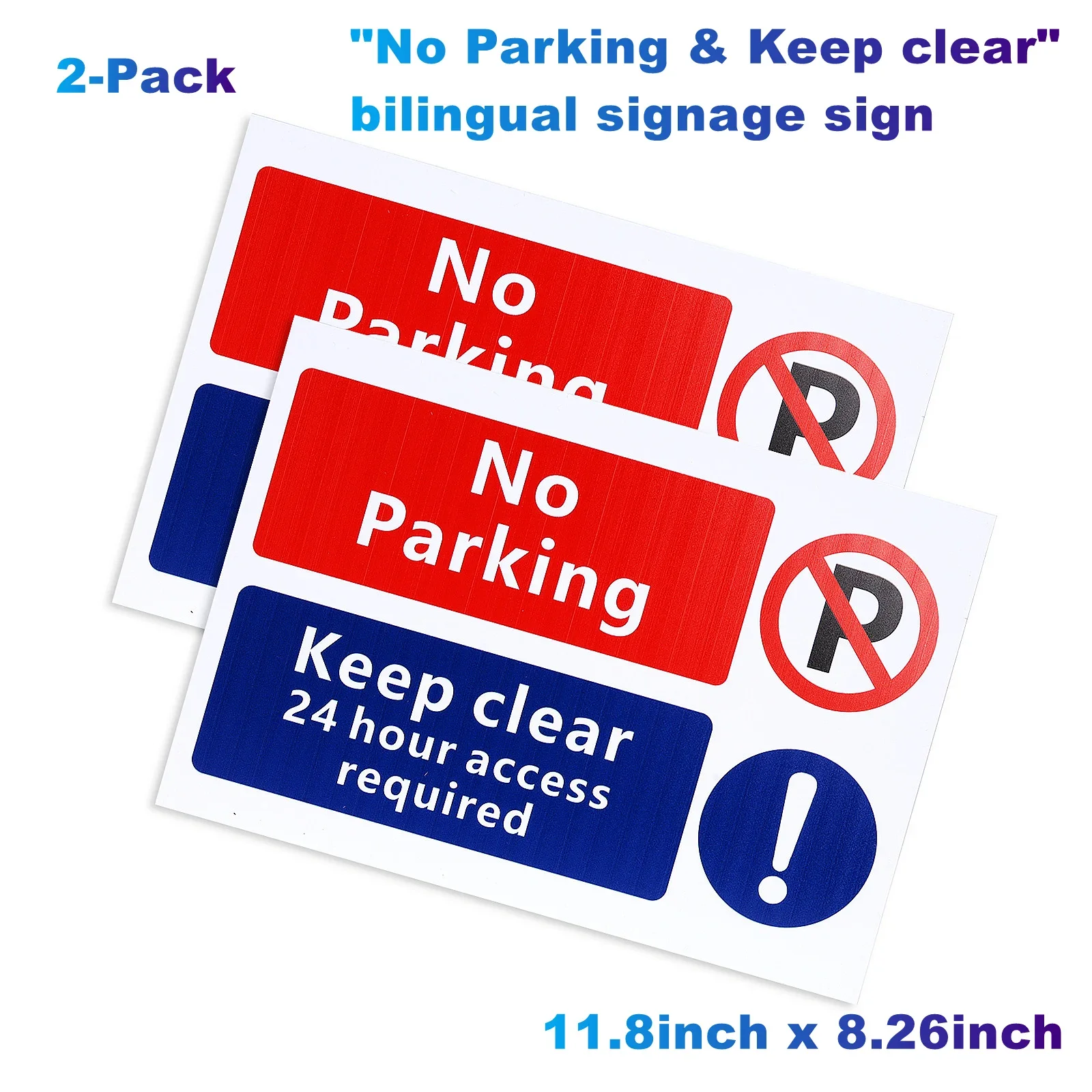 

2pack/Lot "No Parking & Keep Clear" Bilingual Signage Sign 11.8x8.26inch Polystyrene Plastic Waterproof, Heat Resistant