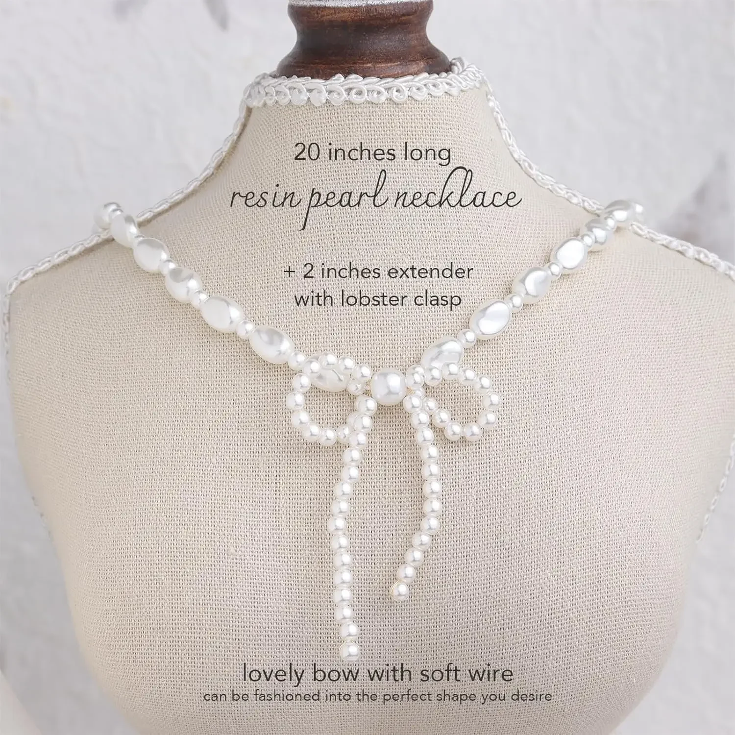 Collar de cuentas de perlas planas a la moda, collares de lazo blanco para mujer, regalos de joyería para fiesta en la playa de verano y graduación