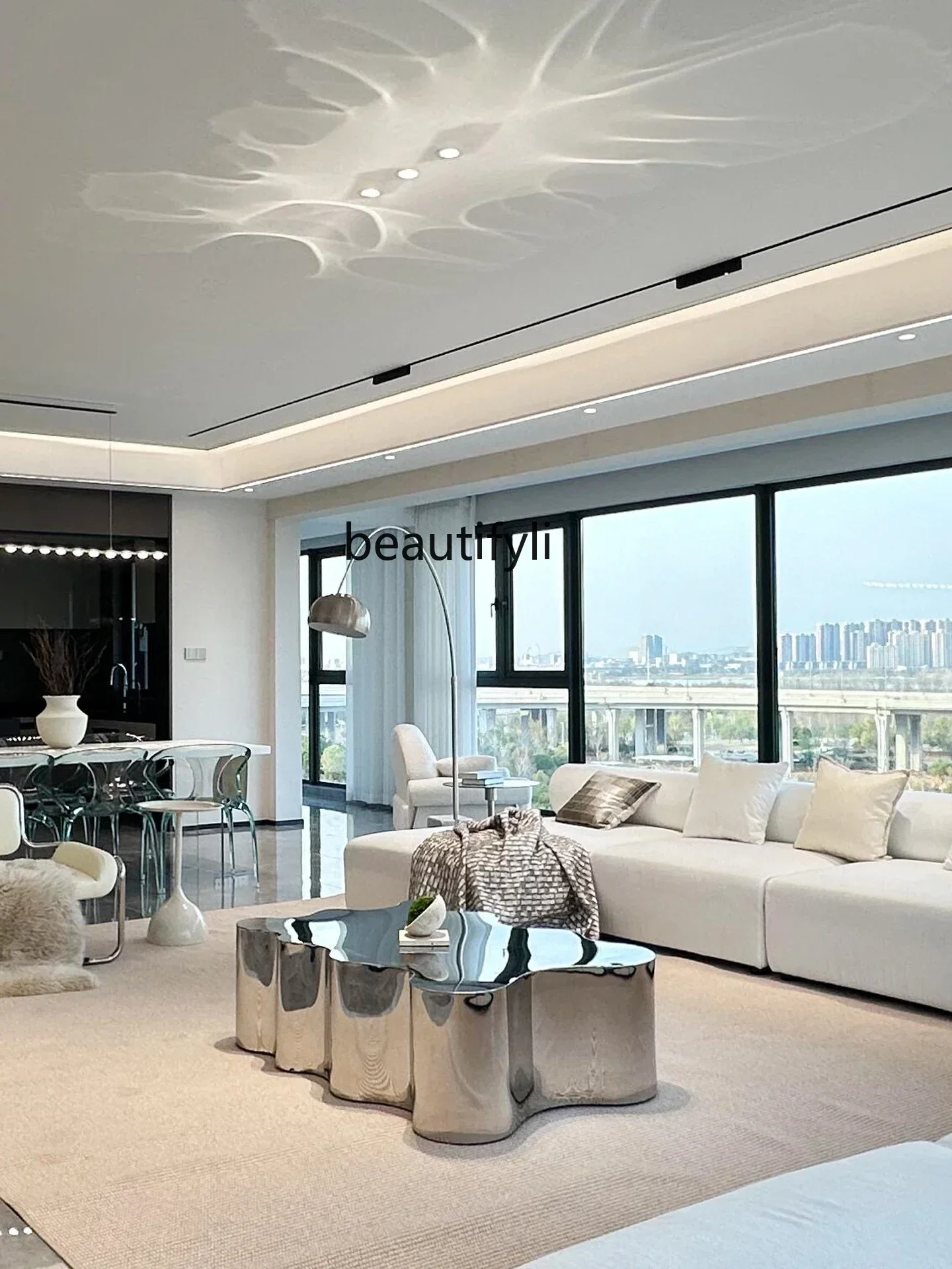 

Minimalist stainless steel mirror coffee table silver creative special-shaped tea table living room hotel senior feeling