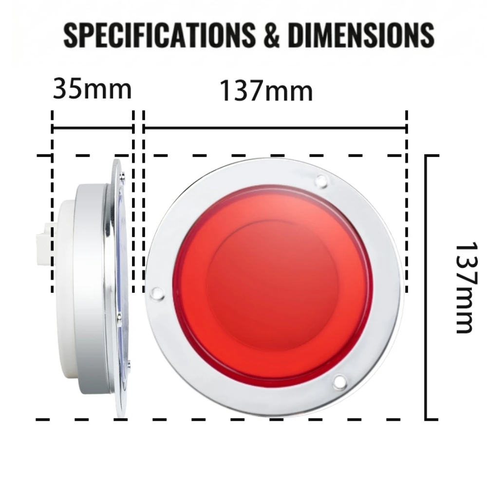 2 Stück 4 Zoll Runde LED-LKW-Rückleuchte mit 3D-Infinity-Tunnel-Effekt, 12-24V Brems-, Stopp-, Blink- und Stroboskoplampe, universell für Anhänger und LKW – Detail 1