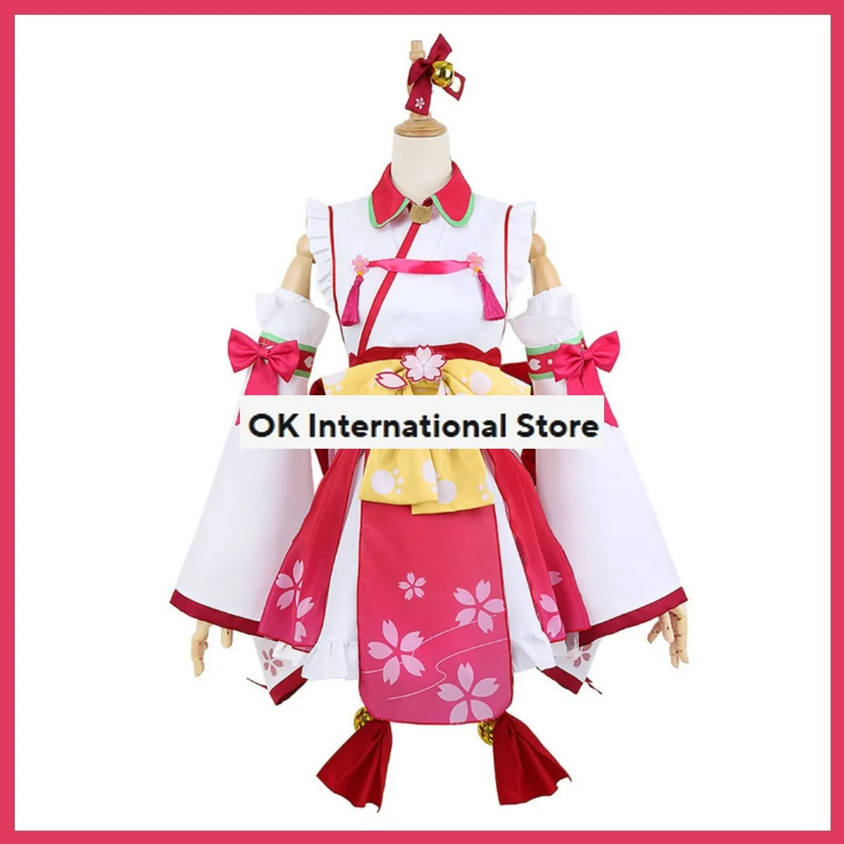 Anime VTuber Virtual YouTuber Sakura Miko Cosplay Traje para Mulheres, Saia de Kimono Japonês Sexy Lolita Kawaii Halloween Party Suit